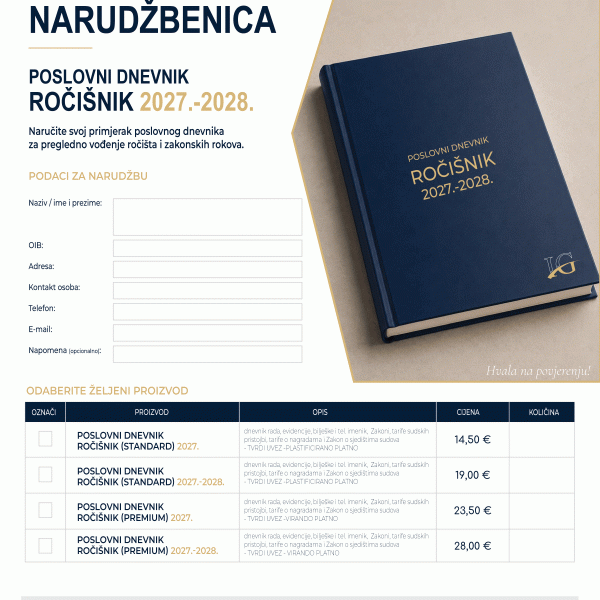 Ročišnik 2027-2028 - Poslovni dnevnik - Sudski priručnik